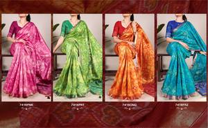 Lujoso Sari para mujer con impresionante trabajo artesanal y hermosas combinaciones de colores a precios mayoristas - Product Image 6