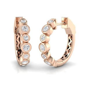 Pendientes de Aro de Diamantes de Diseño Redondo de Lujo, 0.50 Ct, Diamantes Cultivados en Laboratorio en Platino, Regalo de Boda o Compromiso - Product Image 3