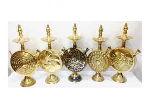 Cachimba de latón con grabado a mano, diseño único martillado, mesa futurista - Product Image 5