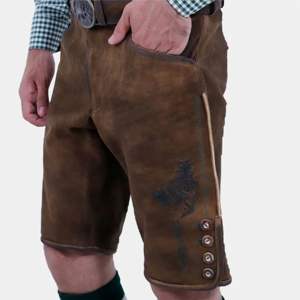 กางเกงขาสั้นหนังบาวาเรียของแท้พร้อมสายรัดแบบปรับได้สำหรับงานปักและงานเทศกาล - Product Image 4