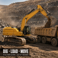En stock, excavatrice d'occasion C350, godet de 3,2 m³, 3000h, 2021, avec télécommande sans fil pour travaux lourds