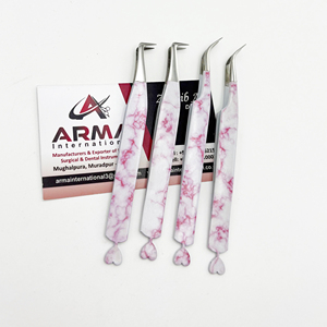 แหนบปลายขนตาสแตนเลสแบบคงทนดีไซน์รูปหัวใจดีไซน์หินอ่อนแบบมืออาชีพ - Product Image 4