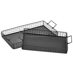 Modern <b>Black</b> Metal <b>Serving</b> <b>Tray</b> Sleek Design Ideal for <b>Serving</b> Food and Drinks at Gatherings and Parties - Product Image 1