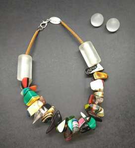 Conjunto de collar de resina completo de lujo, COLLAR COLGANTE de resina brillante, conjunto de pendientes, joyería para mujer, productos de collar de diseñador - Product Image 2