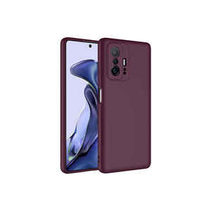 Coque en silicone premium JoieCreatif Mara pour Xiaomi Mi 11T Pro 5G, violet foncé, fine, protection intégrale, finition électrolytique - Product Image 1