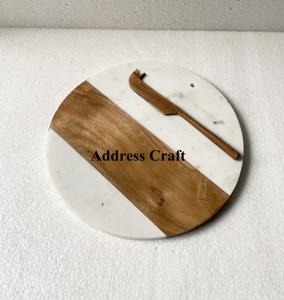 Fabriqué à la main Design créatif forme ronde bois d'acacia noir résine planche à découper outil de cuisine pour planche à fromage planche à découper - Product Image 6