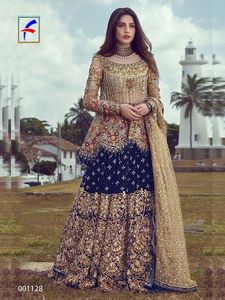 Tốt Nhất Người Bán Truyền Thống Dân tộc Ấn Độ Pakistan Lehenga & Dupatta Set Nặng Net Với Thêu Làm Việc Đầy Đủ Khâu Đảng Mặc - Product Image 3