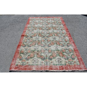 Tapis de grande surface turc vintage classique rouge vert Patchwork Design laine matériau Latex Rectangle pour tapis de chambre d'adolescent 5.2x8.5 pieds - Product Image 1