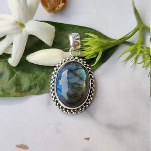 Déclaration Labradorite Pendentif Collier Pierres Précieuses Naturelles Bijoux en Argent Sterling pour Femmes - Product Image 1