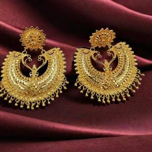 100% exportation qualité pierre boucles d'oreilles ensemble avec luxe conçu 22CT plaqué or Jhumka Style boucles d'oreilles bijoux pour femmes porter - Product Image 1