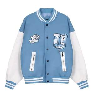 Chaqueta de Moda Verde para Hombre, Estilo Puffer, con Parches, Bordada, Estilo Béisbol, Varsity, Bomber, Ronpex International, 100% Lana - Product Image 1