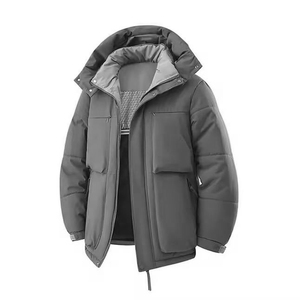 Veste matelassée en coton chaude pour homme, à col montant, à capuche, résistante au froid, décontractée, tendance, pour l'automne et l'hiver, pour les sports de plein air - Product Image 6