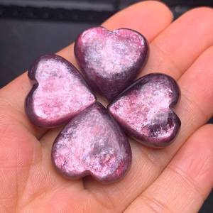 Cabochon de lépidolite de qualité étonnante en forme de cœur Lepidolite Loose Gemstone Available At Bulk Price Healing Stone For Jewelry Use - Product Image 2