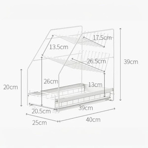 3-Tier <b>White</b> Glass <b>Spice</b> <b>Rack</b> Stylish Standing Type Clear Organization for Kitchen Hotel Office Storage Durable Metal Material - Product Image 4