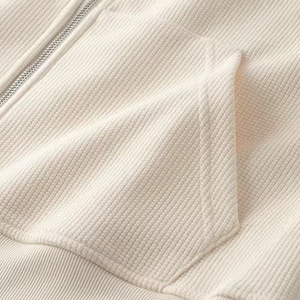 Spring Plus Size Unisex <b>Zip</b> <b>Ups</b> Heavyweight 400 Gsm Zipper Waffle Knit Men Hoodies Custom Logo Hoodies - Product Image 4