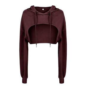 Nouveau Sexy couleur unie dos nu tenue décontracté vêtements pour femmes grande taille vêtements de plein air blanc respirant haut court pull à capuche - Product Image 6