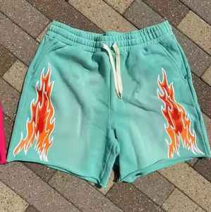 Fabricación al por mayor logotipo personalizado hecho para el verano ropa de calle corta Vintage Pantalla de diamantes de imitación Sun Fade Print pantalones cortos de algodón para hombres - Product Image 5