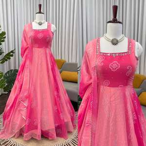 Lehenga Choli de Mariage en Georgette avec Impression Numérique pour Femmes et Filles Lehenga Choli de Mariée Coloré pour la Vente à l'Exportation - Product Image 4