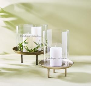 ที่ใส่เทียนทำจากโลหะและแก้วพายุเฮอริเคนชุบทองและเงินสำหรับบ้านห้องนั่งเล่นงานหัตถกรรมตกแต่งเดสก์ท็อป - Product Image 3