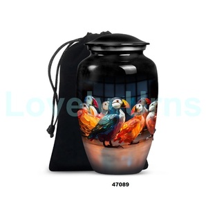 Meilleure vente belle urne de crémation oiseau macareux adulte pour les cendres humaines grande urne funéraire décorative avec sac de velours gratuit - Product Image 5