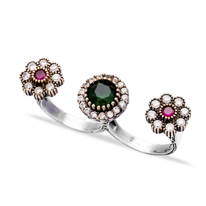 Bague Design à Double doigt pour femmes, vente en gros, bague en argent Sterling 925 authentique, fabriquée à la main - Product Image 1