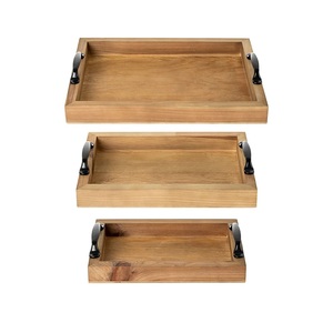 Bandeja de madera para servir, desayuno decorativo, bandejas de madera para servir para restaurantes y hogar, uso diario, uso seguro para el agua poli - Product Image 3