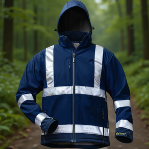 <b>High</b>-<b>visibility</b> Polyester Men's Workwear <b>Softshell</b> <b>Jacket</b> Size M Navy ELYSEE Brand - Product Image 3