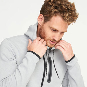 Sudadera con capucha de algodón 100% grueso para hombre, talla grande, con cremallera completa, logotipo personalizado, OEM, estilo urbano, invierno, venta al por mayor - Product Image 3