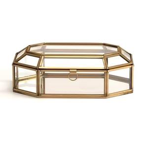 Premium Look Jewelry Box Metal Jewelry Holder Classic Stylish Jewelry Decorative Glass Storage Box - Product Image 1