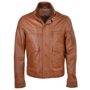 Chaqueta de cuero de moda para hombre, nueva, de manga larga, material puro, con cremallera, muy vendida. - Product Image 6