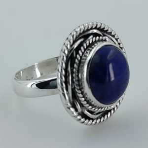925 Sterling Silver Boho <b>Statement</b> <b>Ring</b> Lapis Lazuli Gemstone Handmade Natural Blue September Birthstone Jewelry 18K Gift - Product Image 4