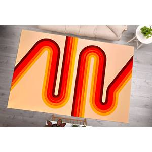 Tapis géométrique orange : style rétro années 70, tapis imprimé moderne, tapis à poils doux - Product Image 5