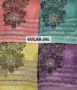 Costume de créateur non cousu pour femme 100% polyester pur organza léger et luxueux tissu imprimé respirant pour les événements spéciaux - Product Image 2