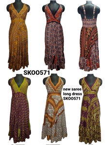 ชุดเดรสผ้าไหมส่าหรีแบบใหม่ของอินเดียชุดเดรสซักได้ยาวถึงพื้นพิมพ์ลายดอกไม้สีสันสดใสมีสไตล์ - Product Image 4