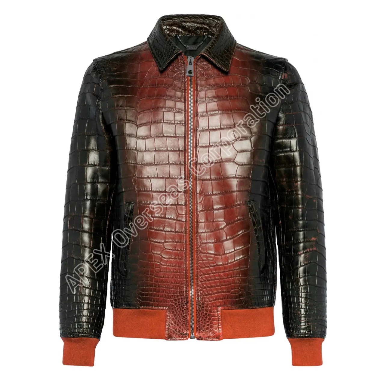 Genuine Sheepskin Leather Embossed Tow Shaded Crocodile Texture Jacket For Men Python Alligator Ostrich Leather Jacket 2023