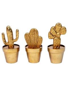 Ensemble de décoration cactus doré en mini pots parfait pour la décoration de table aspect luxueux fait à la main et fini Vase à fleurs sculpté - Product Image 1