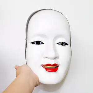 Halloween cosplay Nhật bản nữ mặt nạ nhựa trắng cosplay thực tế đầy đủ mặt nạ Miệng đỏ vàng teethperipheral mặt nạ
