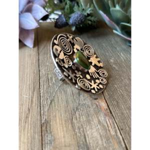 Bague ajustable en argent sterling vert turquoise Manhattan - Bijoux hip-hop faits à la main avec serti clos pour usage quotidien - Product Image 3