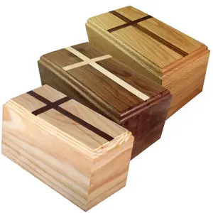 Traditional Design Wooden Urns With Cross Natural Finished Adult Urns For Human Ashes Cremation Urns At Affordable Price