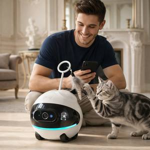 Caméra robotique mobile pour animaux de compagnie avec communication bidirectionnelle, audio HD, contrôle par application, détection de mouvement, jeu interactif, accessoire, logo personnalisé - Product Image 1