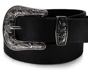 Cinturón de Cuero Vacuno Ecológico Hecho a Mano de 3.5cm de Ancho para Hombre, Estilo Vaquero Casual Negro con Hebilla Cuadrada de Aleación - Product Image 1