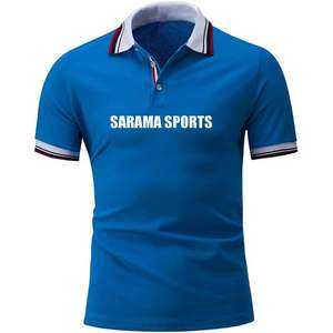 Polo de manga corta con cuello en V ligero y transpirable de verano con logotipo personalizado POLO de punto informal para hombre - Product Image 1