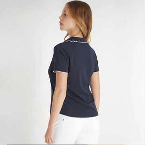 Polo Femme Manches Courtes Haute Qualité Coton Coupe Slim Col Festonné T-shirt Business Décontracté pour Golf et Tennis - Product Image 2