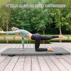 Tappetino Pieghevole GoGym 6x2ft Grigio con Maniglie, Tappetino per Fitness e Yoga a 3 Pannelli - Product Image 6