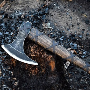 Wholesale Customized OEM ODM Cutlery Factory Hot Selling Hand Forged High Carbon Steel Etched Viking Leather Sheath Hatchet <b>Axe</b> - Product Image 3