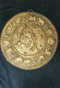 Mandala Tibetan Copper Studded Religious With <b>Gold</b> Finish Stone <b>SCULPTURE</b> Buddhism Metal & Collectible India Engraving NP Art - Product Image 3