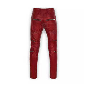 Pantalon en cuir pour homme, coupe slim, motif droit, léger, délavé foncé, taille mi-haute, écologique, respirant, décontracté, streetwear, hiver - Product Image 3