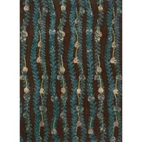Tapis en laine et viscose tufté à la main Hacienda marron foncé/bleu sarcelle, motif floral, design Tra-14737, pour salon, couloir, rectangulaire, rayé