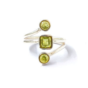Casual Trendy Peridot <b>Ring</b> (3.6 Grams) <b>Adjustable</b> Opening Bezel Setting Inlay Fashionable Hip-Hop Style High Quality Free <b>Size</b> - Product Image 1