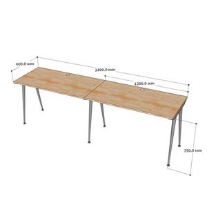 Mesa Minimalista de 2 Plazas 240x60cm de Madera de Caucho con Patas de Hierro Sistema CONE HBCO060 - Product Image 6